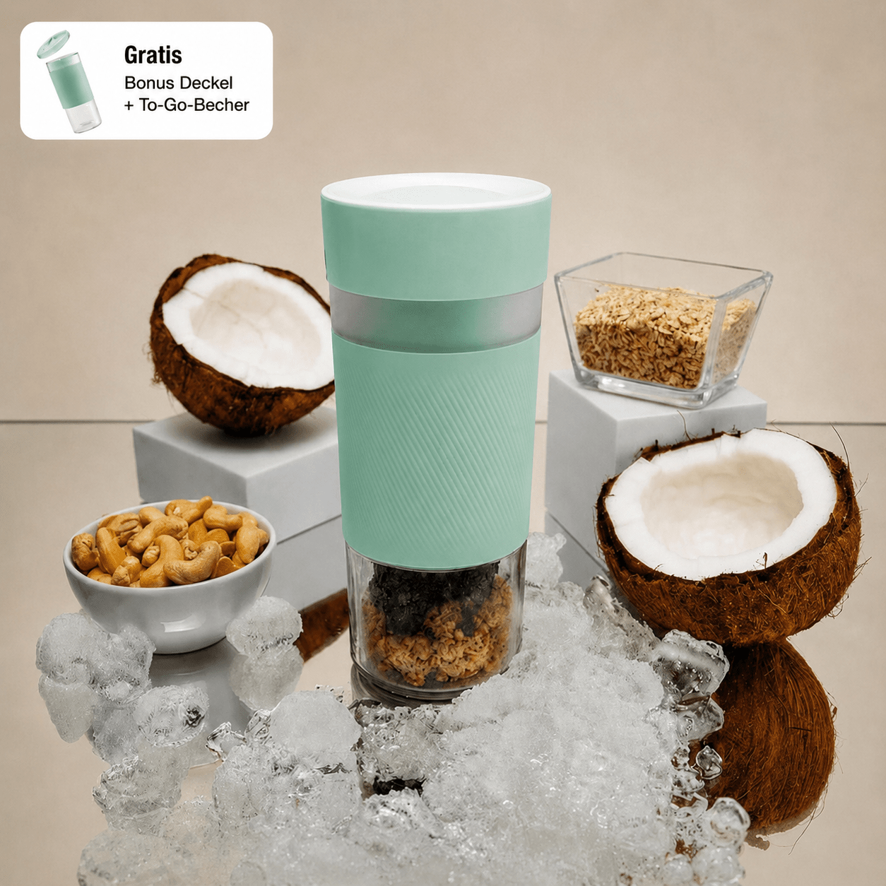 Crushgo Komfort-Set Green – Tragbarer Power Akku-Mixer