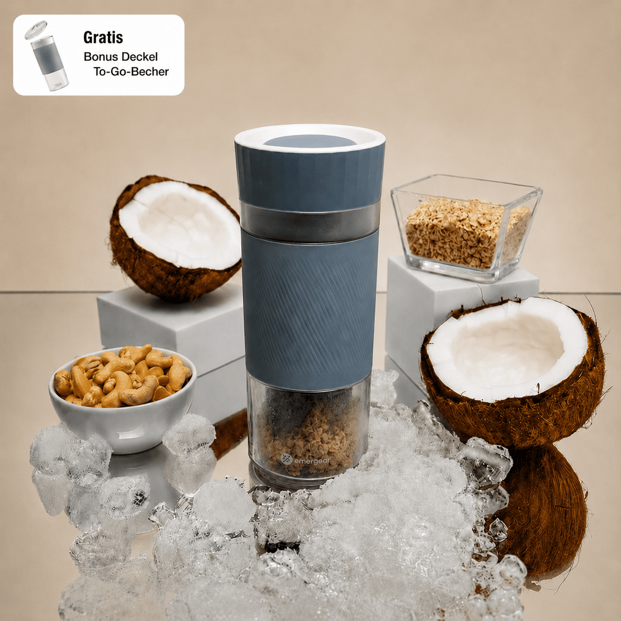Crushgo Komfort-Set Grey – Tragbarer Power Akku-Mixer
