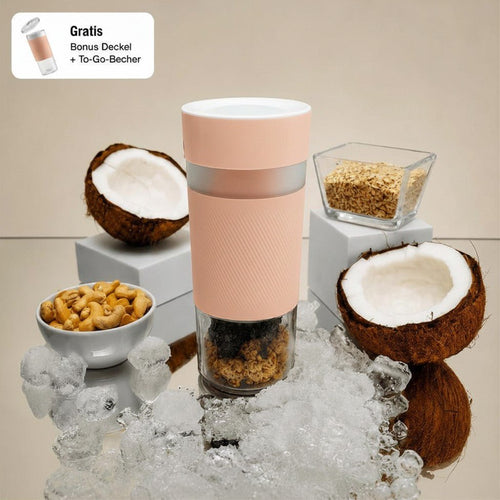 Crushgo Komfort-Set Peach – Tragbarer Power Akku-Mixer
