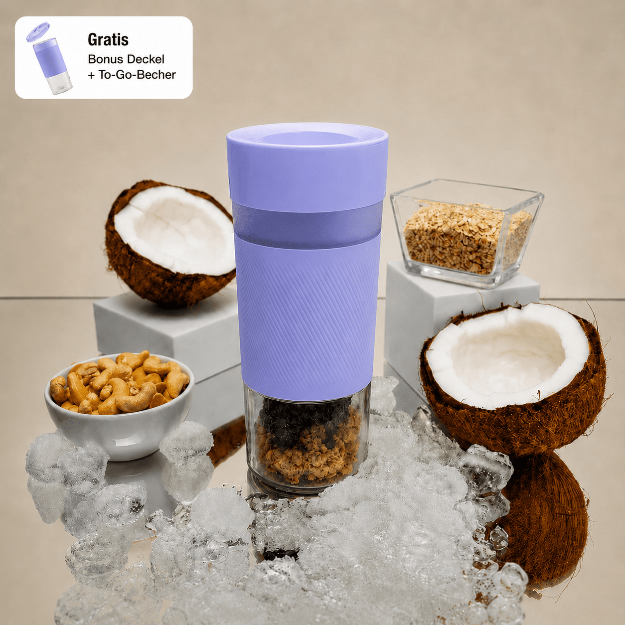 Crushgo Komfort-Set Purple – Tragbarer Power Akku-Mixer